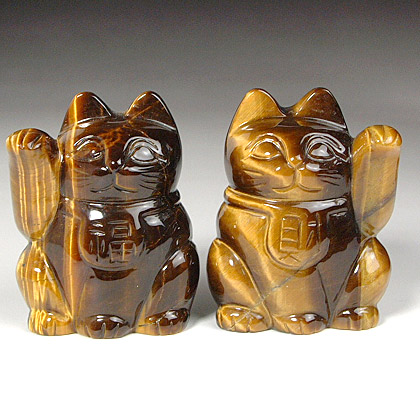 虎目石（タイガーアイ）彫刻「招き猫」 « 天然石・鉱物